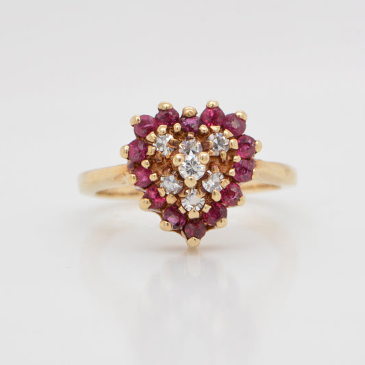 Yellow Gold Ruby 'Heart' Ring