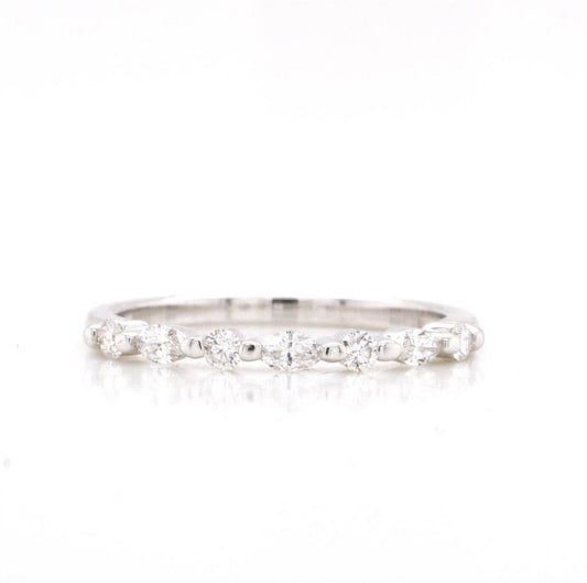 14K White Gold Shared Prong Marquise Diamond Band