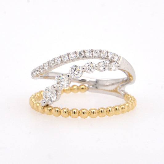 14K Two Tone Graduating Diamond Fashion Ring