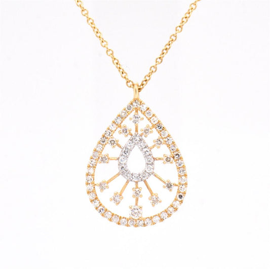 14K Two-Tone Gold Diamond Starburst Necklace