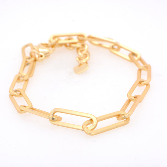 Gold Plated Matte Thin Paperclip Anklet Chain