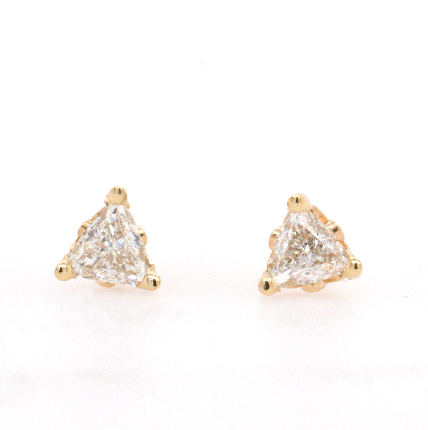 14K Yellow Gold Trillion Cut Diamond Stud Earrings