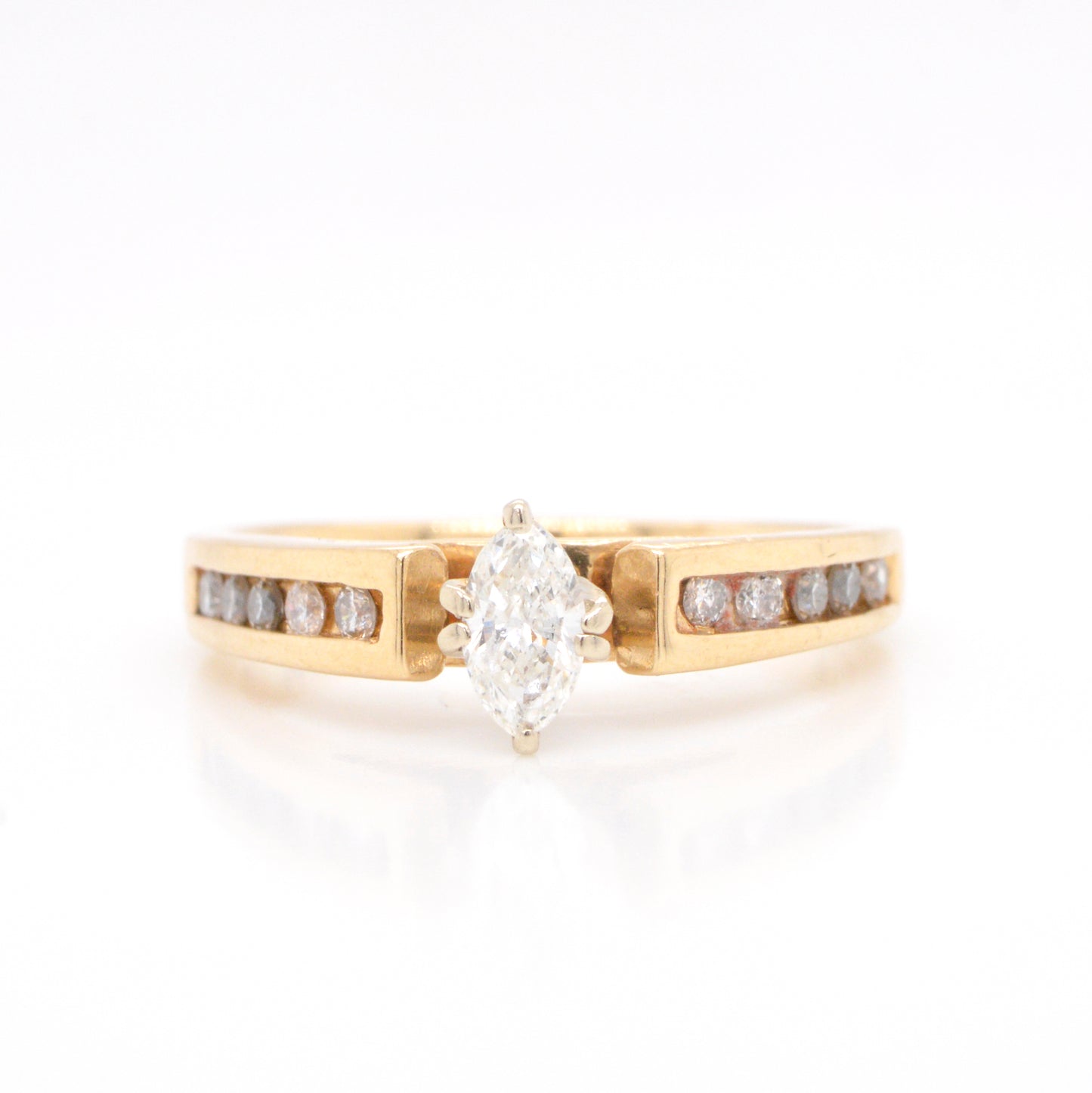 14K Yellow Gold Marquise Diamond Ring