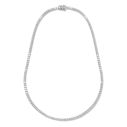 14K White Gold Lab Created Diamond Tennis Necklace