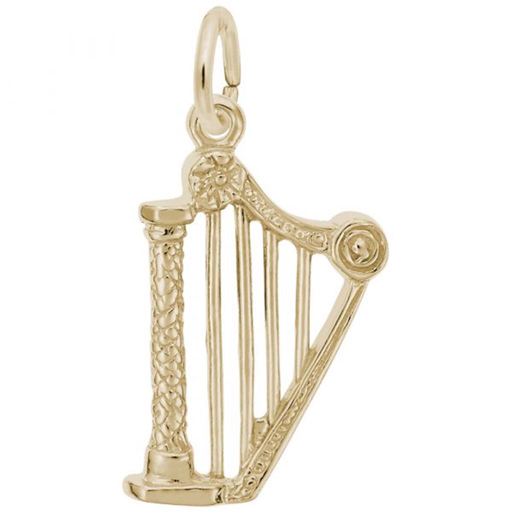 Sterling Silver Gold Plated Harp Charm