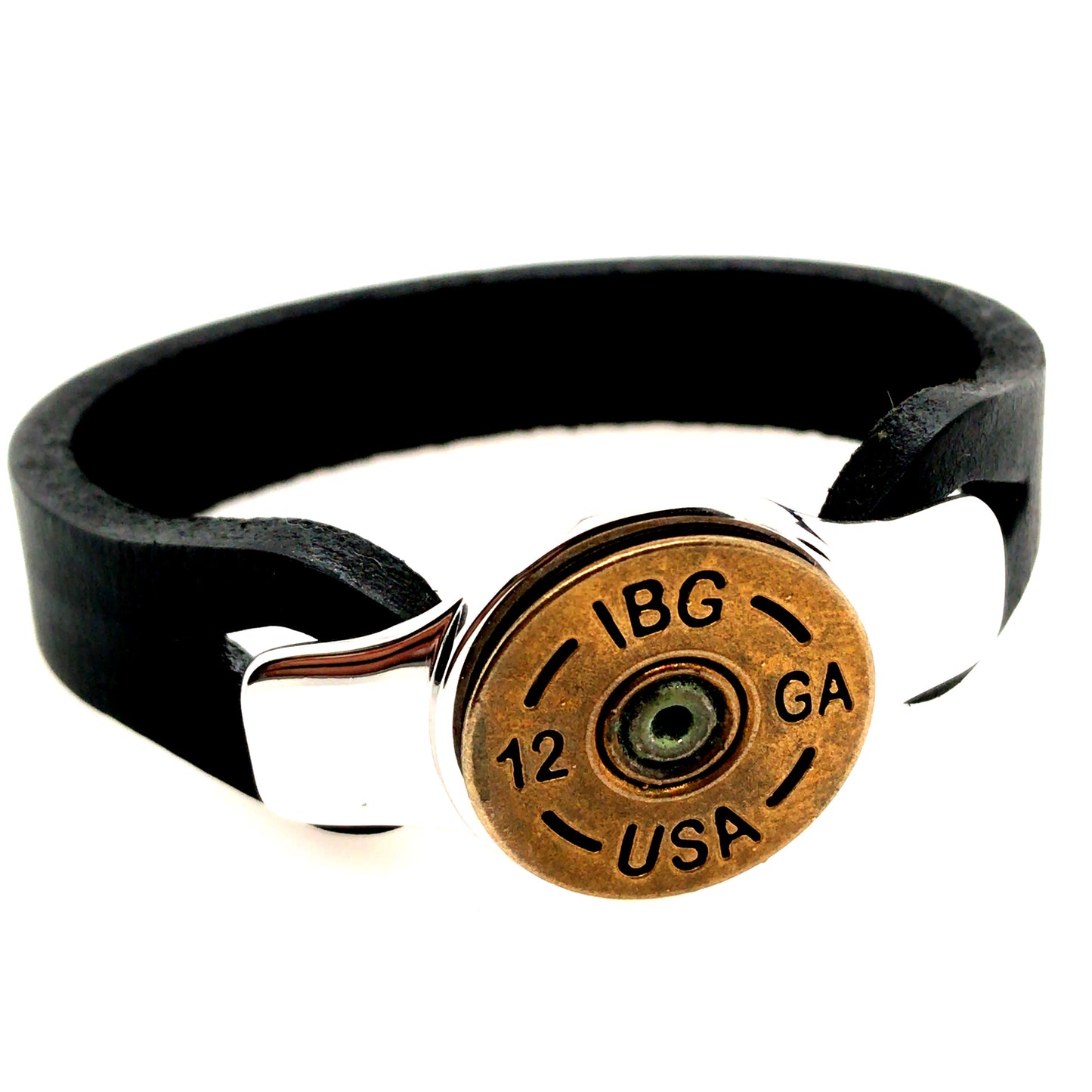 Silver 12 Gauge Shell Black Bracelet