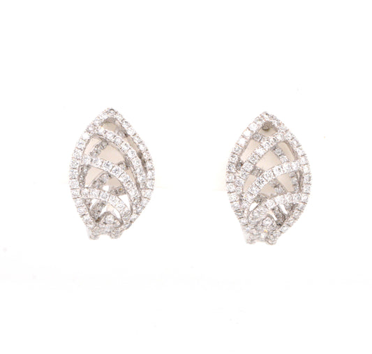 White Gold Diamond Leverback Huggie Earrings