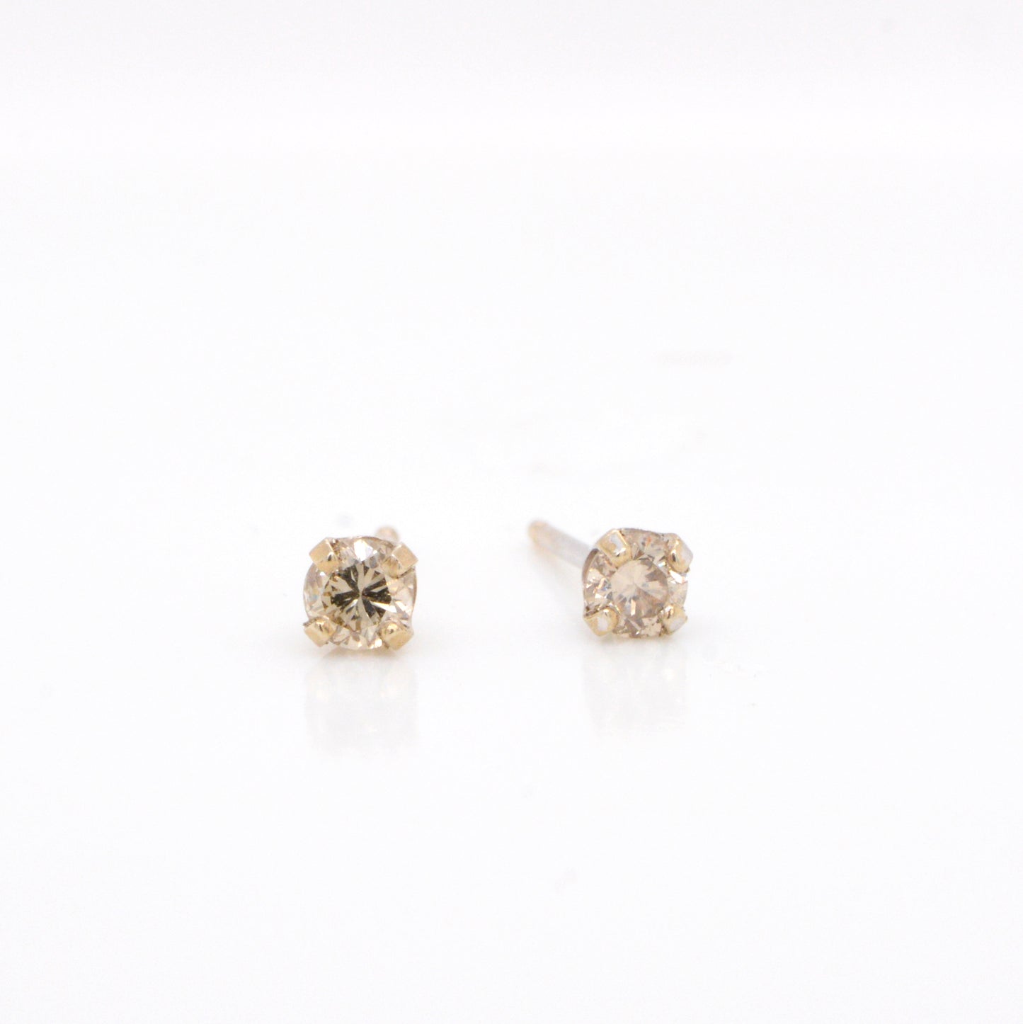 White Gold Champagne Diamond Stud Earrings