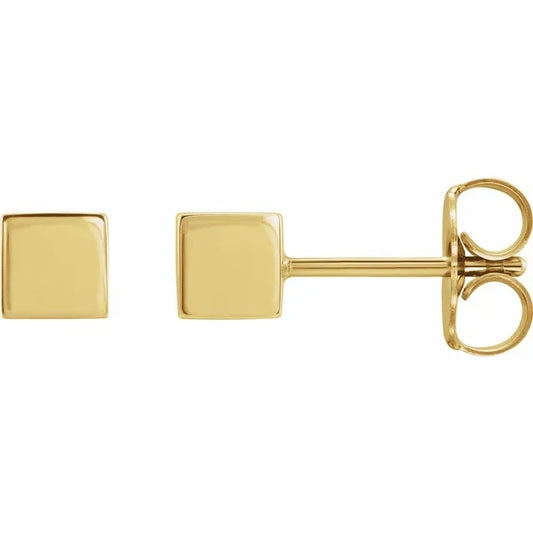 14K Yellow Cube Earrings