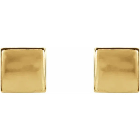 14K Yellow Cube Earrings